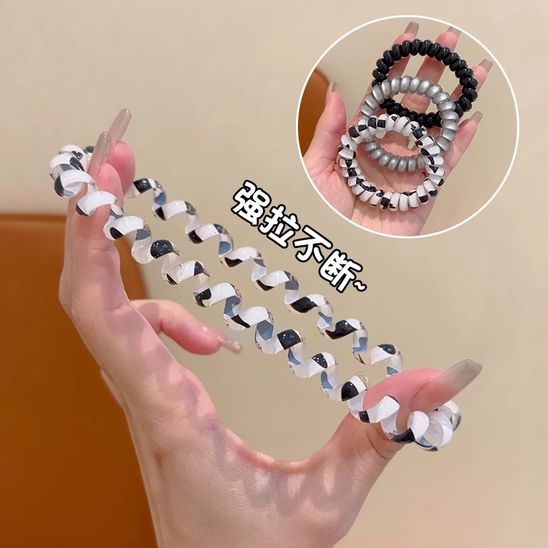 Anillo de cabello coreano de ondas para niños línea telefónica de alta elasticidad simple 2024 nueva banda de goma de cabello para niñas no lastimas