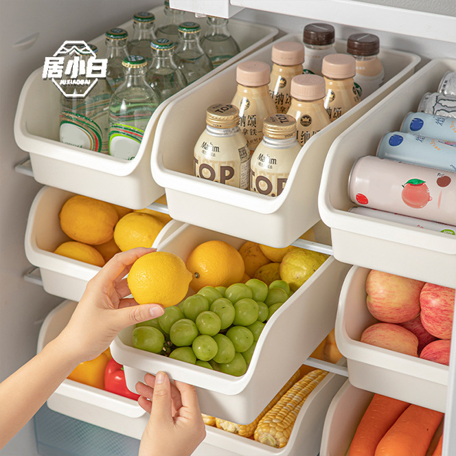 【6个装】冰箱收纳盒橱柜储物盒零食桌面长方形置物盒子厨房冷冻|undefined