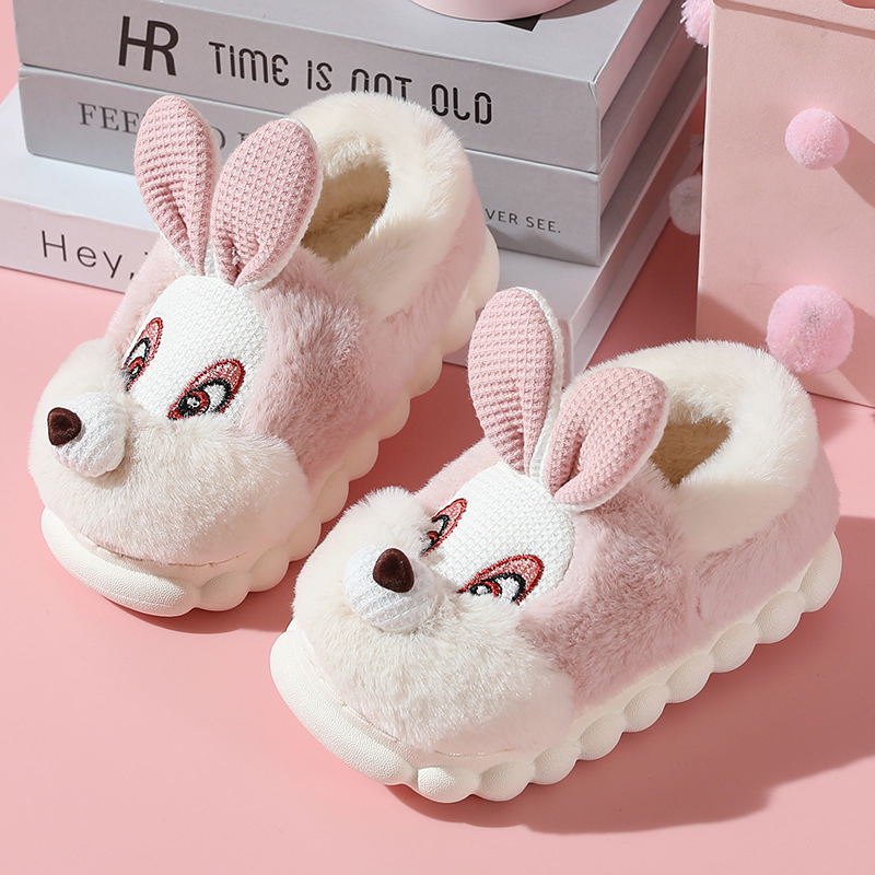 2023 Winter new bag heel girl baby cute parent shoes foam bottom girl warm rabbit cotton shoes for couple
