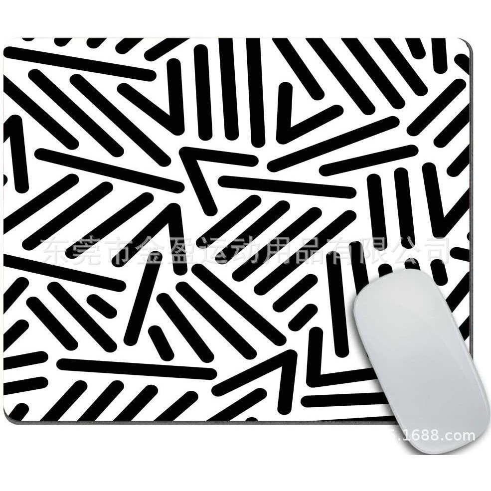 厂家直销潜水料黑白简约几何个性化设计防水防滑防烫橡胶鼠标垫