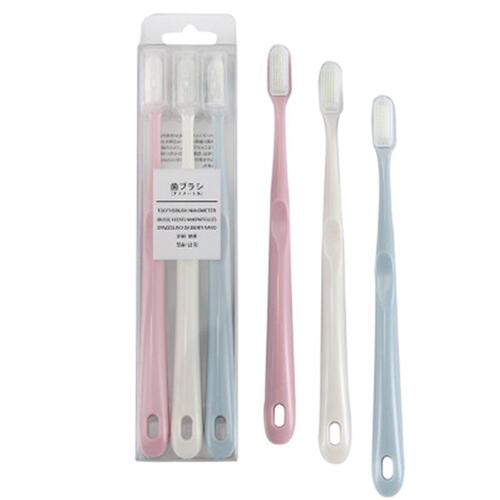 Nano toothbrush macaron bamboo charcoal silicone soft bristles 3 pack Morandi Japanese adult ceramic unprinted family pack