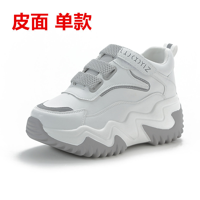 Aumentar la altura de los zapatos de mujer, zapatos casuales de soleas gruesas, otoño y invierno nuevos velcro ligero, zapatos de altura baja, zapatos de muffin transpirables.