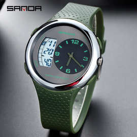 现货爆款电子表两地时多功能双显学生手表夜光50米游泳防水运动表