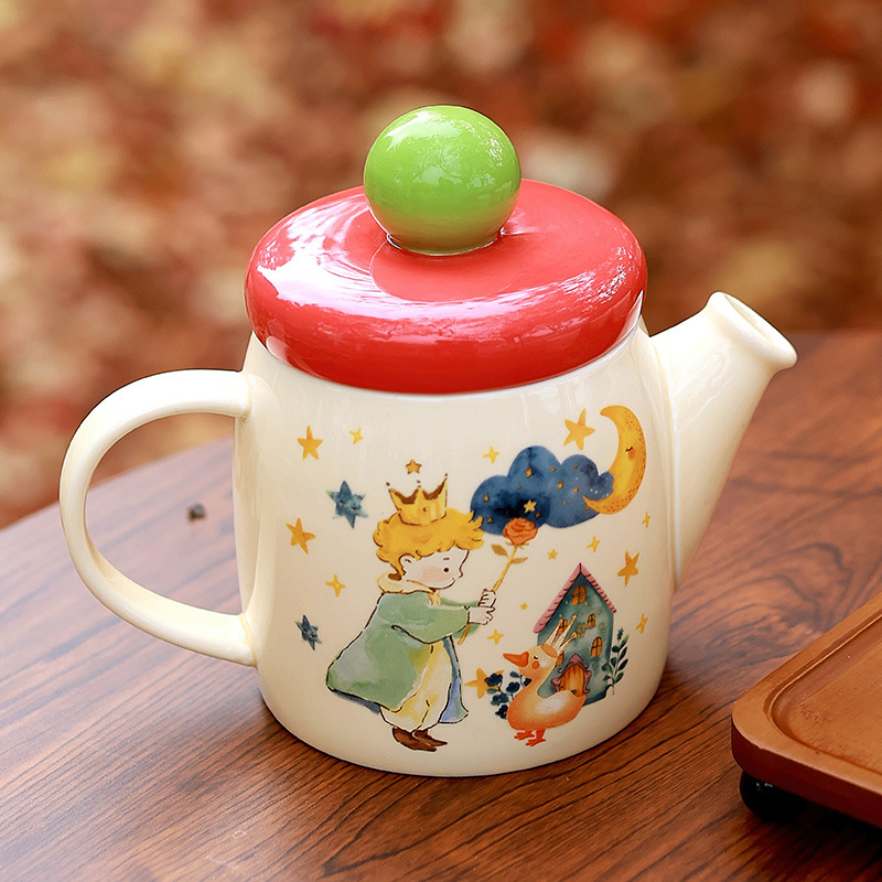 Juego de té de cerámica Principito de dibujos animados, regalo de mano, taza de casa nueva, taza de té de agua de alto valor creativo