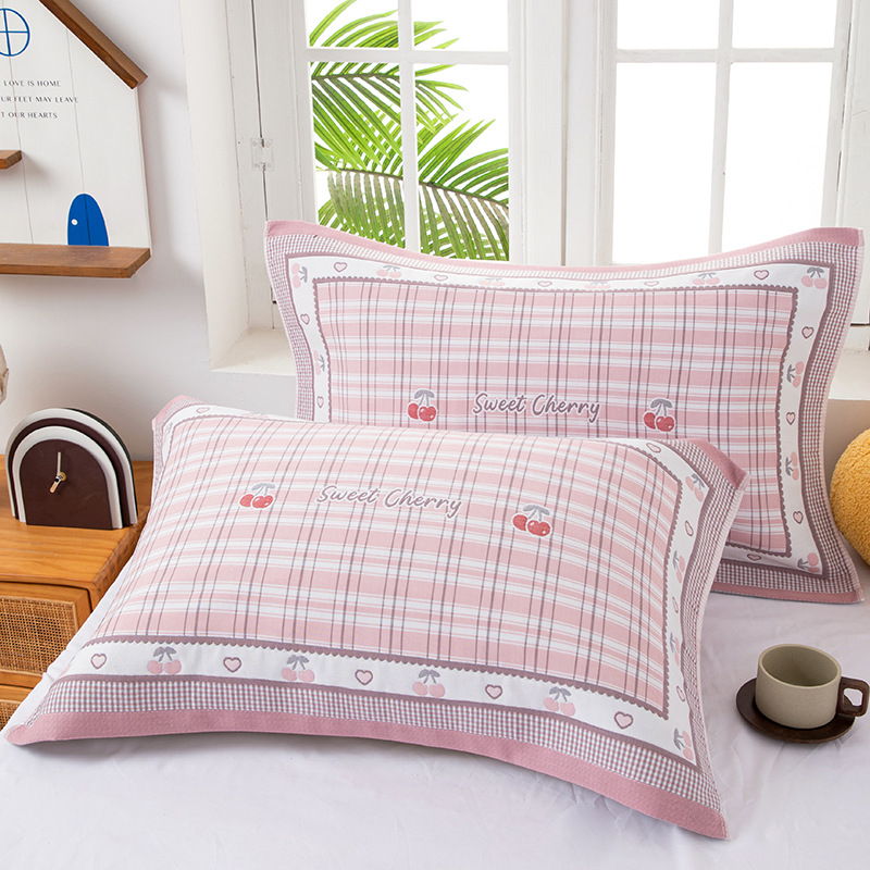 棉纱布防螨枕巾四季成人加厚柔软吸汗舒适情侣枕头欧式简约