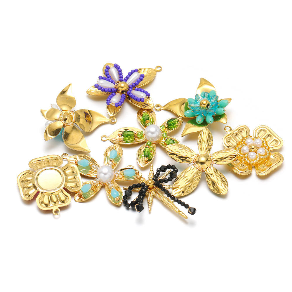 Charms Classification 3 PCS/Package 304 Stainless Steel Flower Polished Pendant Charms