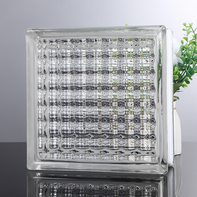 ladrillo de vidrio ultra blanco ladrillo de cristal pared de partición transparente baño opaco ladrillo hueco de patrón solar rojo