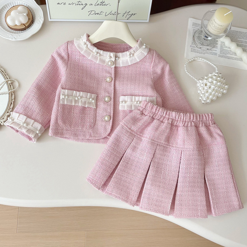 Girls' Princess Style Outfit 2026 Spring New Korean Fashion Children's Stylish Jacket and Skirt Two-Piece Set Trendy Girls' Princess Style Outfit 2026 Spring New Korean Fashion Children's Stylish Jacket and Skirt Two-Piece Set Trendy