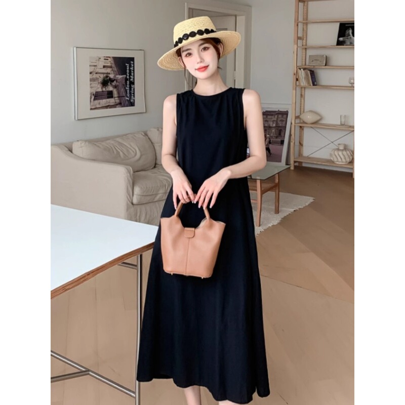 Casual and Elegant Drapey Dress for Daily Commuting, Plus-Size Slimming Straight Backless Dress, Tank Dress, Long Dress Casual and Elegant Drapey Dress for Daily Commuting, Plus-Size Slimming Straight Backless Dress, Tank Dress, Long Dress