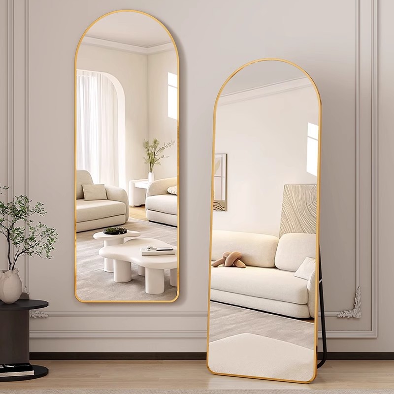 Espejo de pie de longitud completa para uso doméstico, popular en Instagram, espejo de vestir, espejo de montaje en pared, espejo tridimensional grande para dormitorio.