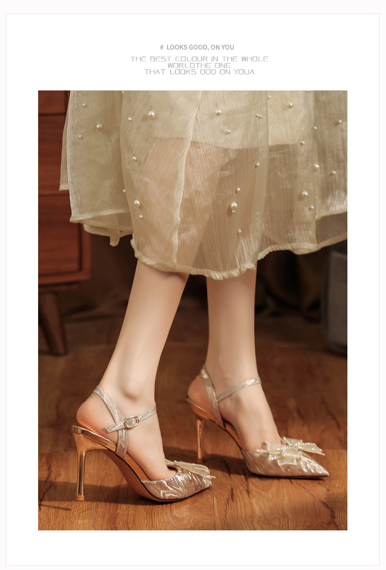 8188-2-002 Schleife vorne hinten offen glänzend Tiger Skin Muster Zwei-Wege-Sandalen High Heels High-End-Feeling_voghion.com