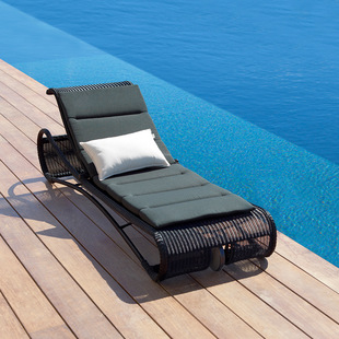 Outdoor Lounge Chair Courtyard Balcony Rattan Leisure Bed Beach Chair Open-Air Club Sea View Room Leisure Camping Lounge Chair