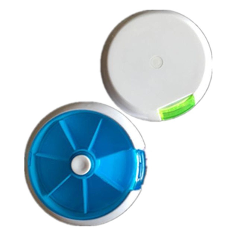 Creativo redondo una semana siete rejilla giratoria píldora Caja 7 días portátil 7 semana rejilla plástico portátil pequeña píldora caja