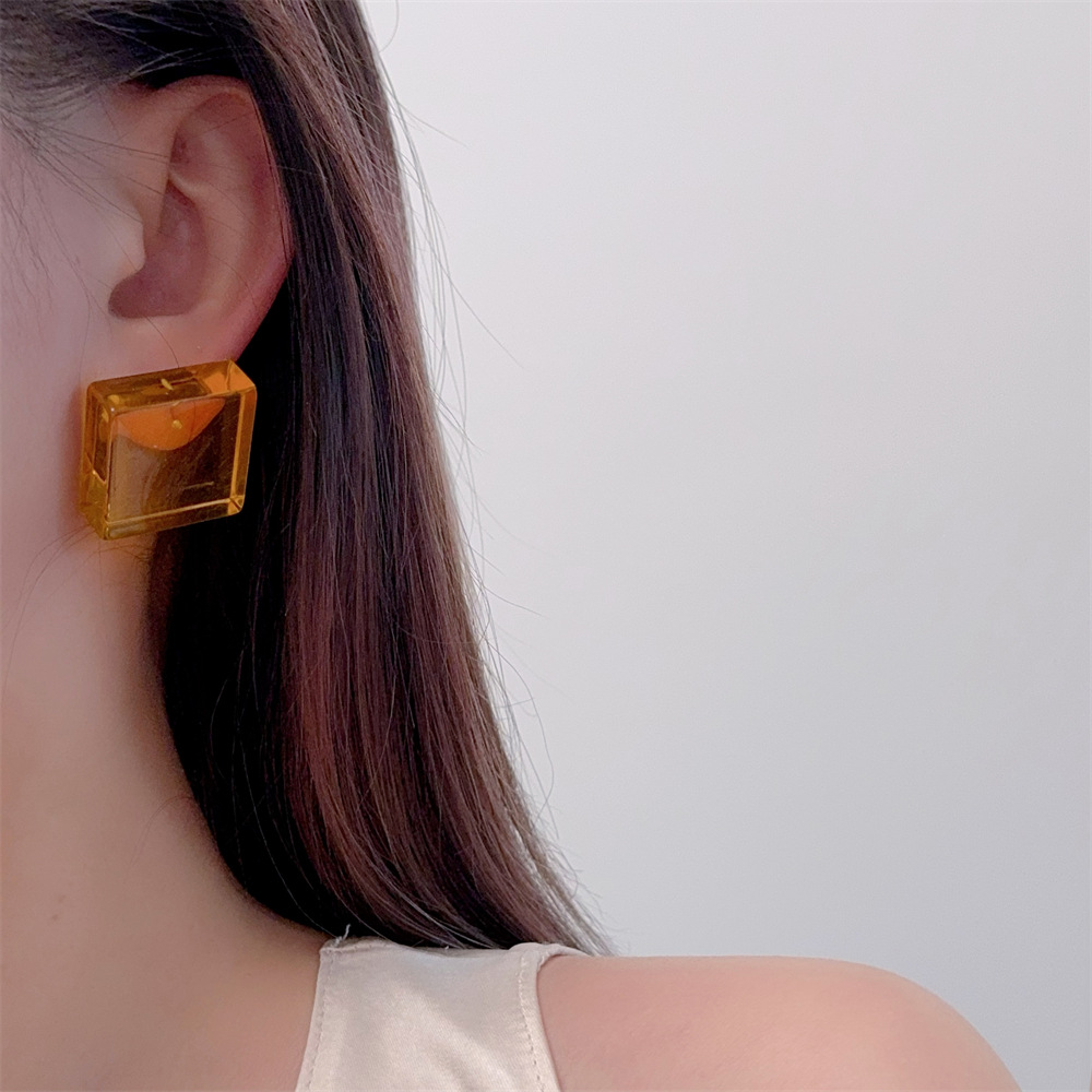 1 Pair Simple Style Square Arylic Ear Studs display picture 4