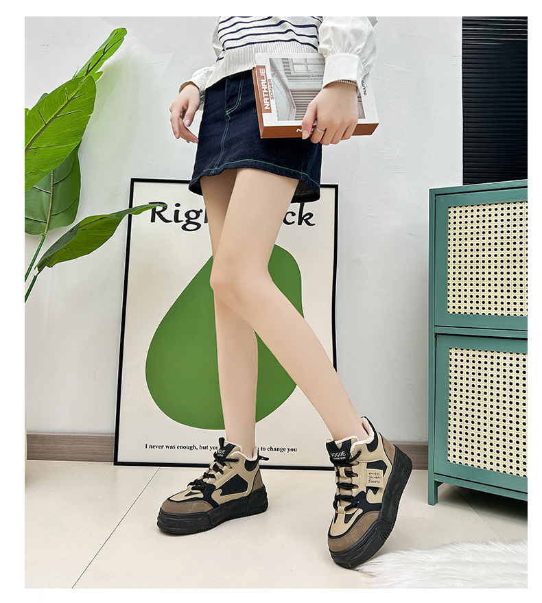 Damen Stiefeletten Kaschmir High Top Plattform Freizeitschuhe_voghion.com
