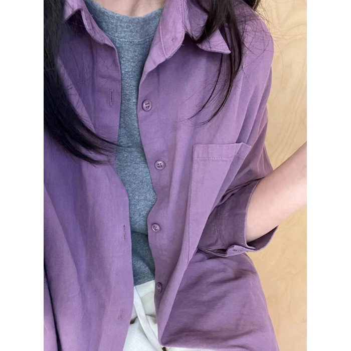 轻奢高级纯棉正肩衬衫春秋季慵懒风宽松百搭显瘦衬衣长袖上衣外穿|undefined