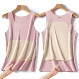 2025女士贴片无痕保暖背心女磨毛吊带打底衫上衣秋冬代发批发暖绒