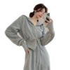 Sports set hooded sweatshirt wide leg pants loose and slim two-piece set