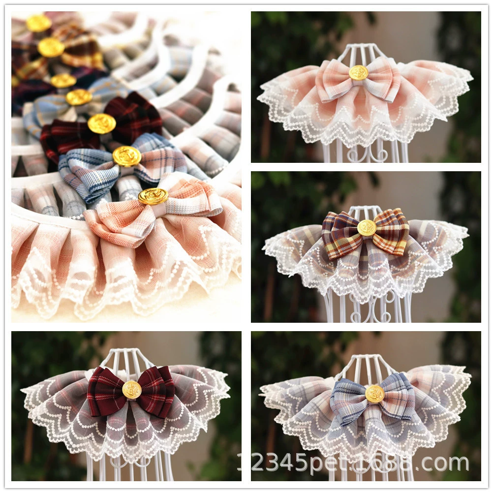 Домашнее животное слюна Слюна полотенце кружева нагрудник собака кошка кружевной воротник JK плед слюны полотенце