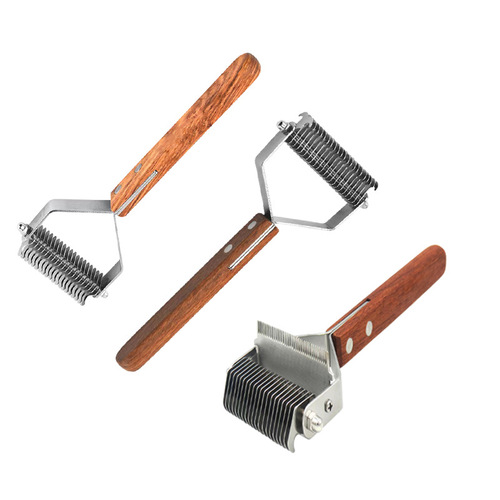 Cross-border pet comb wooden handle pet knotting comb stainless steel comb dog knotting and removing floating hair golden retriever beauty comb