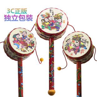 High quality baby hand rattle 19cm environmental protection plastic sound loud loud sound Ping An auspicious drum best-selling