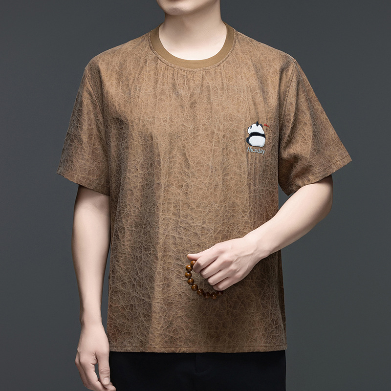 Áo thun nam cổ tròn tay ngắn chất liệu cotton thoáng mát — Màu cà phê SPH8829