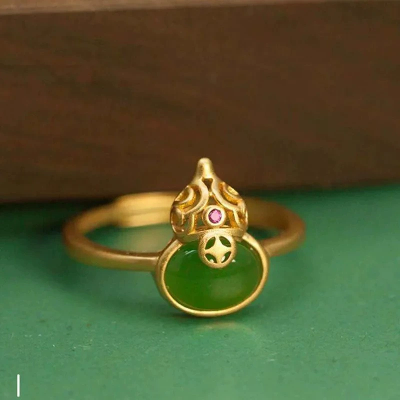 Jiyu Hetian Jasper тыква кольцо шпинат зеленое открывающее кольцо нефрит ювелирные изделия подарок для женщин
