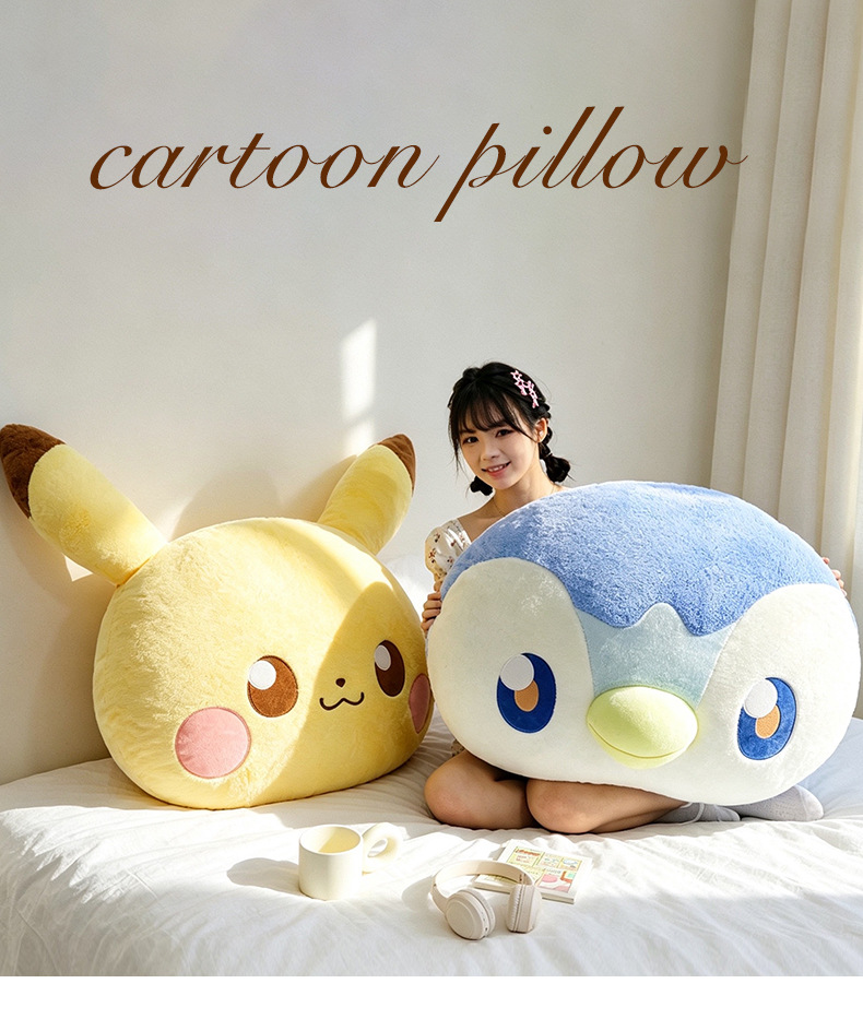 Foreign trade double-sided Pikachu plush pillow, Pogaman doll pillow, bed sleeping cushion, wholesale gift