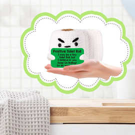 跨境爆款创意礼品恶搞卡通卷纸正能量抱卡摆件毛绒动物钩织玩具