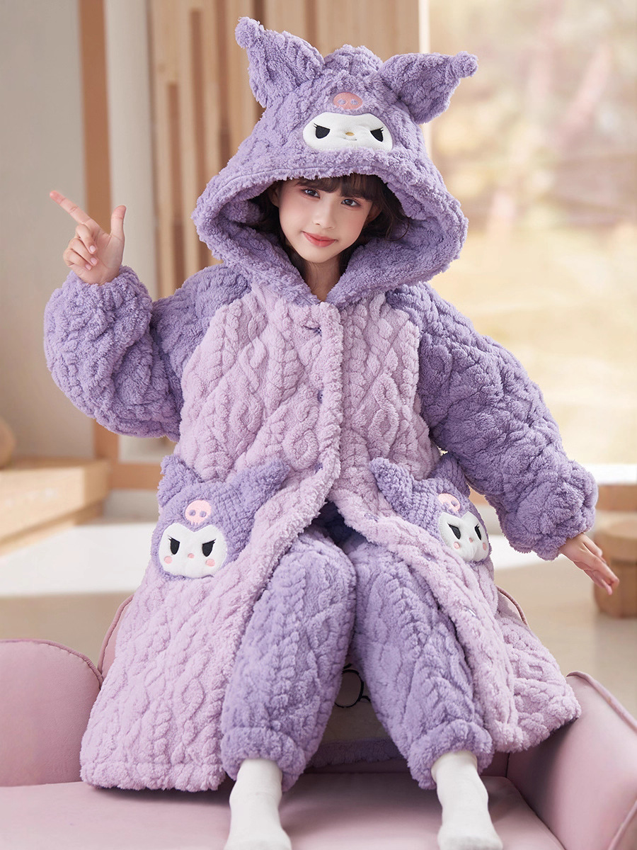 Winter flannel bathrobe