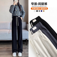 雪尼尔阔腿裤女春秋2025新款小个子垂感欧棉绒休闲冬季加绒直筒裤