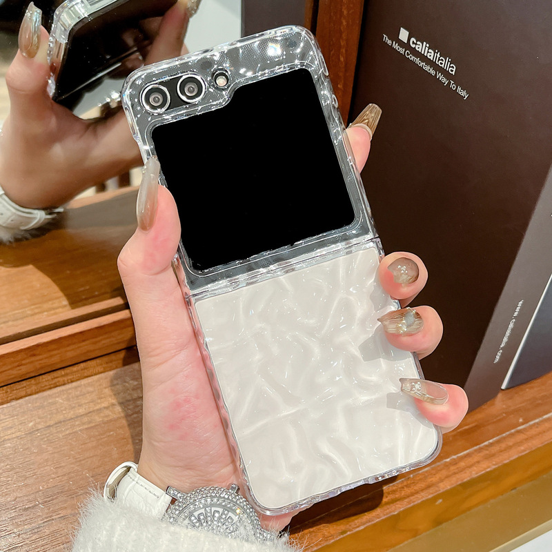 Suitable for Samsung Galaxy Z Flip7 Mobile Phone Case Flip 40% off Stacked Screen Transparent Water Ripple Women's Protective Cover