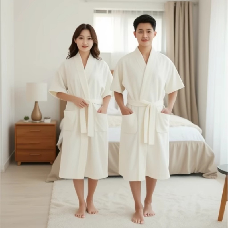 summer coral velvet bathrobe