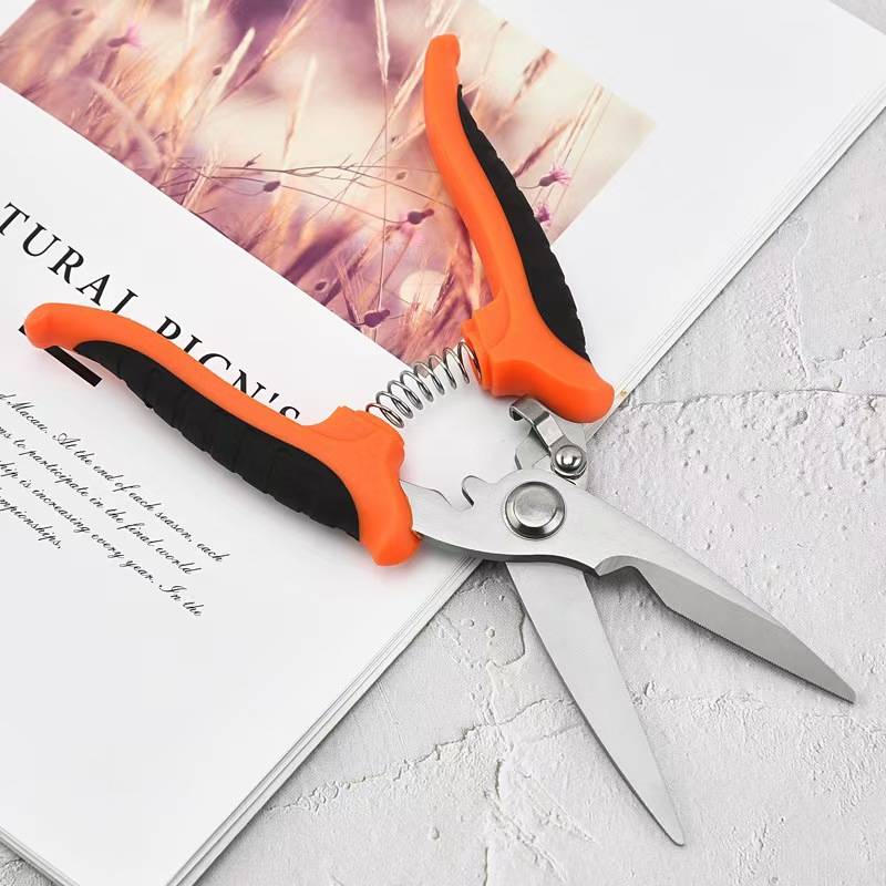 工业剪7寸不锈钢多功能电工剪强力铁皮剪园林剪园艺果枝剪防滑