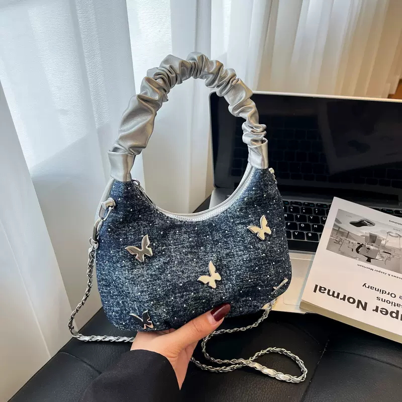 超火小包包女包森系牛仔云朵包时尚复古单肩手提斜挎包厂家批发