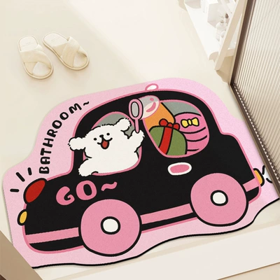 Avtomobil döşəmə paspasları – Puppy Bathroom Absorbent Quick-drying Foot - black-powder-car-puppy-4060cm25mm-diatom-mud