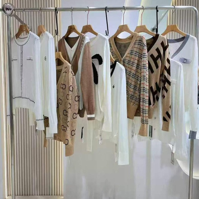 26 Autumn Collection: Gentle style knitted cardigan layered over a sweater, women's clothing, stock from physical stores, direct from the supplier