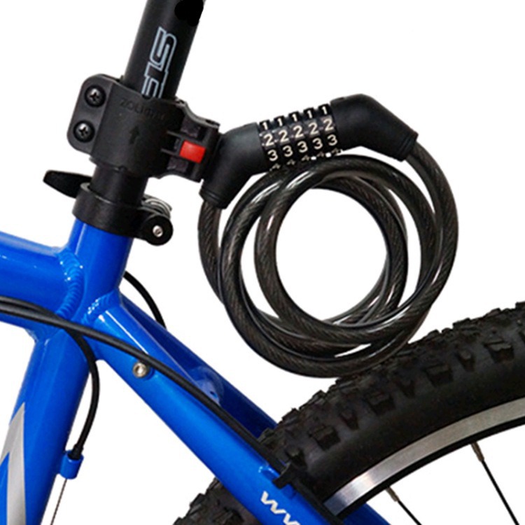 Venta al por mayor bicicleta cerradura neutral 87620 Contraseña de cinco dígitos cerradura de alambre de acero barra de bloqueo bicicleta alambre de acero contraseña anillo de bloqueo