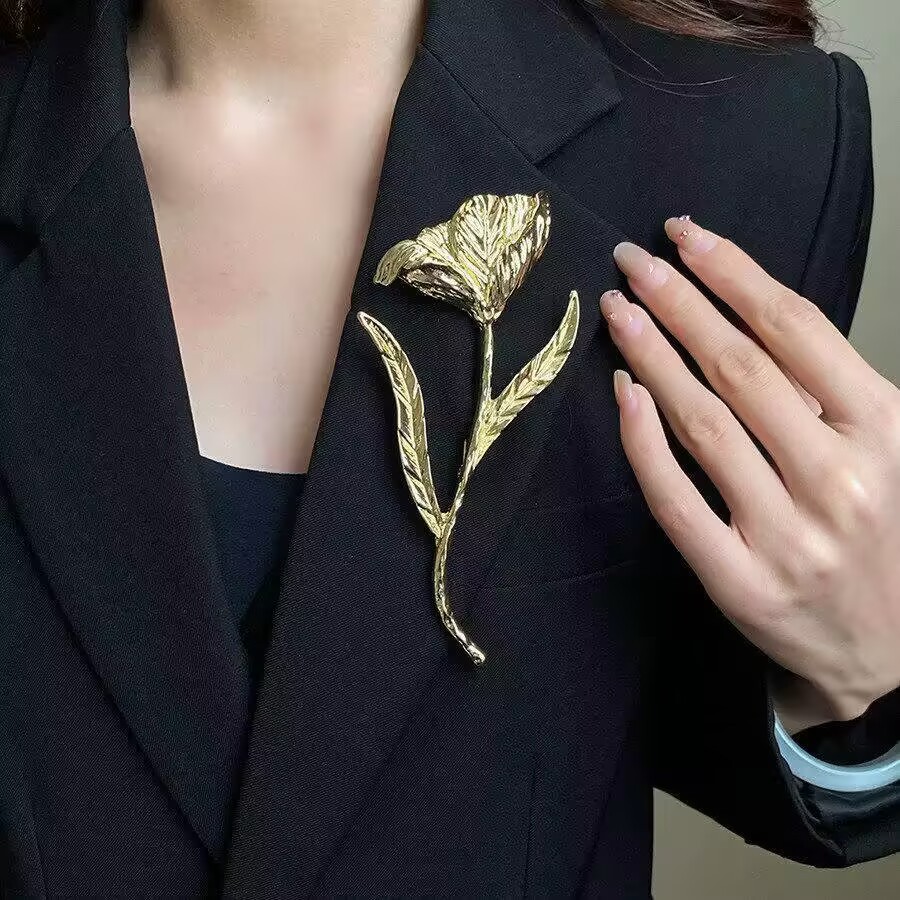 Französische Retro Blumen Brosche Aus Metall Im Oversized Design_voghion.com