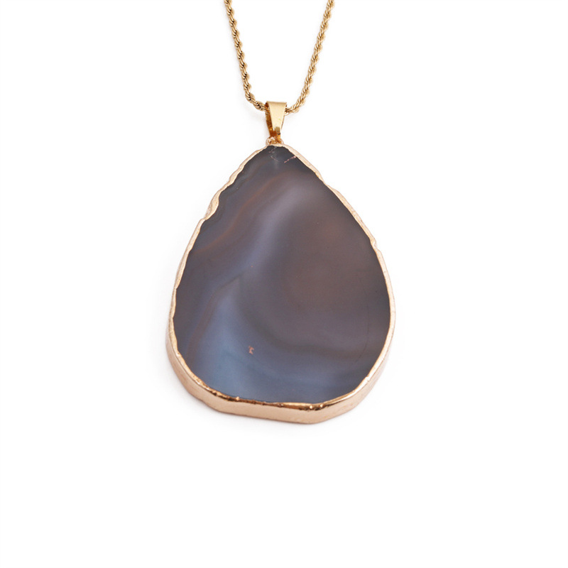 geometric irregular natural stone pendant twist chain necklace wholesale jewelry Nihaojewelry