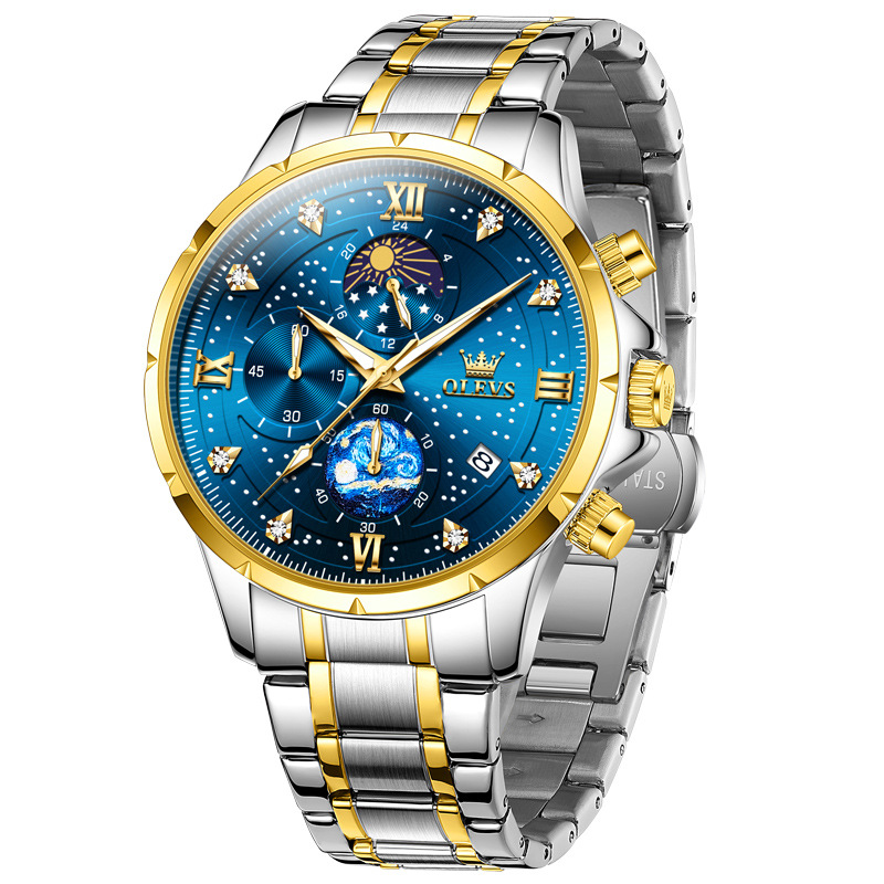 OLEVS Brand Watch With Diamond Inlaid Multifunctional Sports Timing Quartz Watch, Student Watch, Men's Watch_voghion.com