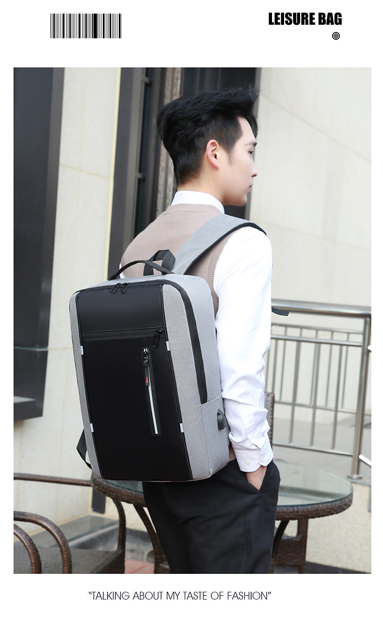 New large-capacity business commuting backpack, simple solid-color casual backpack, Oxford cloth portable computer schoolbag undefined