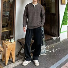 2025 “老钱风”加绒简奢雪花针织呢半拉链假两件加厚混羊毛卫衣