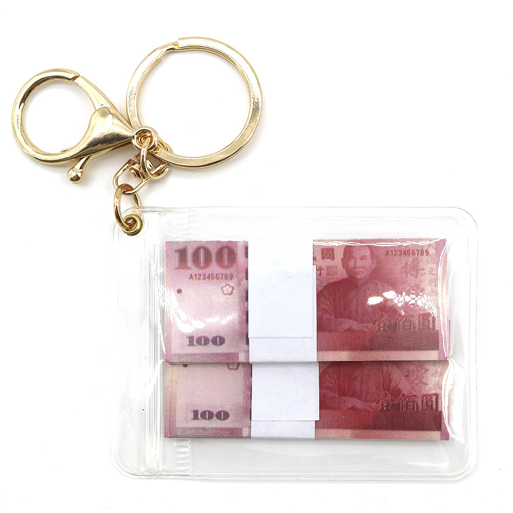 Simulación de dólar de Taiwán, dólar estadounidense, libra, won coreano, moneda indonesia, llavero, colgante de billetes de papel, medalla de oro, colgante de barra de oro, máquina de bebé