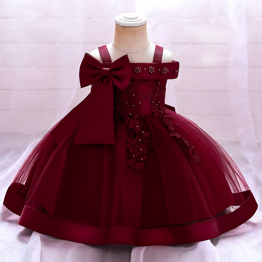 2024 New Children's Birthday Dress Princess Skirt European and American Baby Net Puff Skirt Piano Walk Show Dress