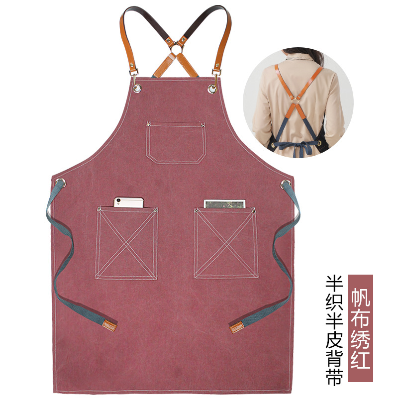 Semi-tejido medio cuero hilo coche bordado rojo