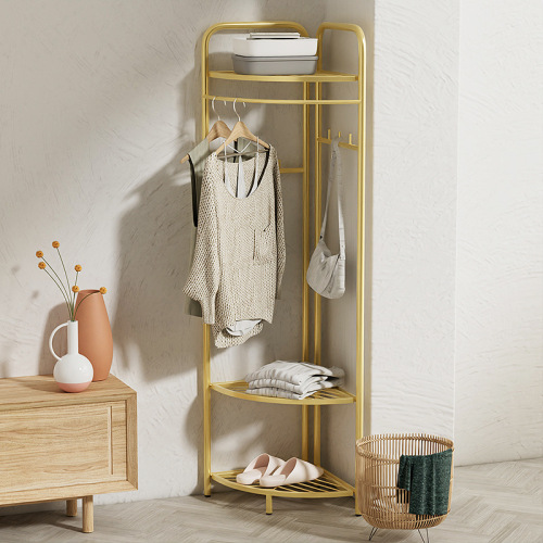 Internet celebrity corner coat rack, light luxury corner metal coat rack, floor-standing bedroom creative wall-mounted clothes storage rack