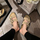Classic Edition ~ Home Shoes Retro Double Buckle Slippers Summer All-match Soft Bottom Sandals and Slippers Women's Outer Shoes