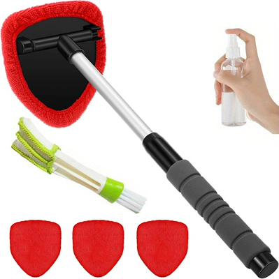 Car cleaning tools Telescopic Pole Car Window Brush - 1-set-five-sided-sponge-telescopic-rod-4-red-cloth-covers-spray-bottle-detail-brush