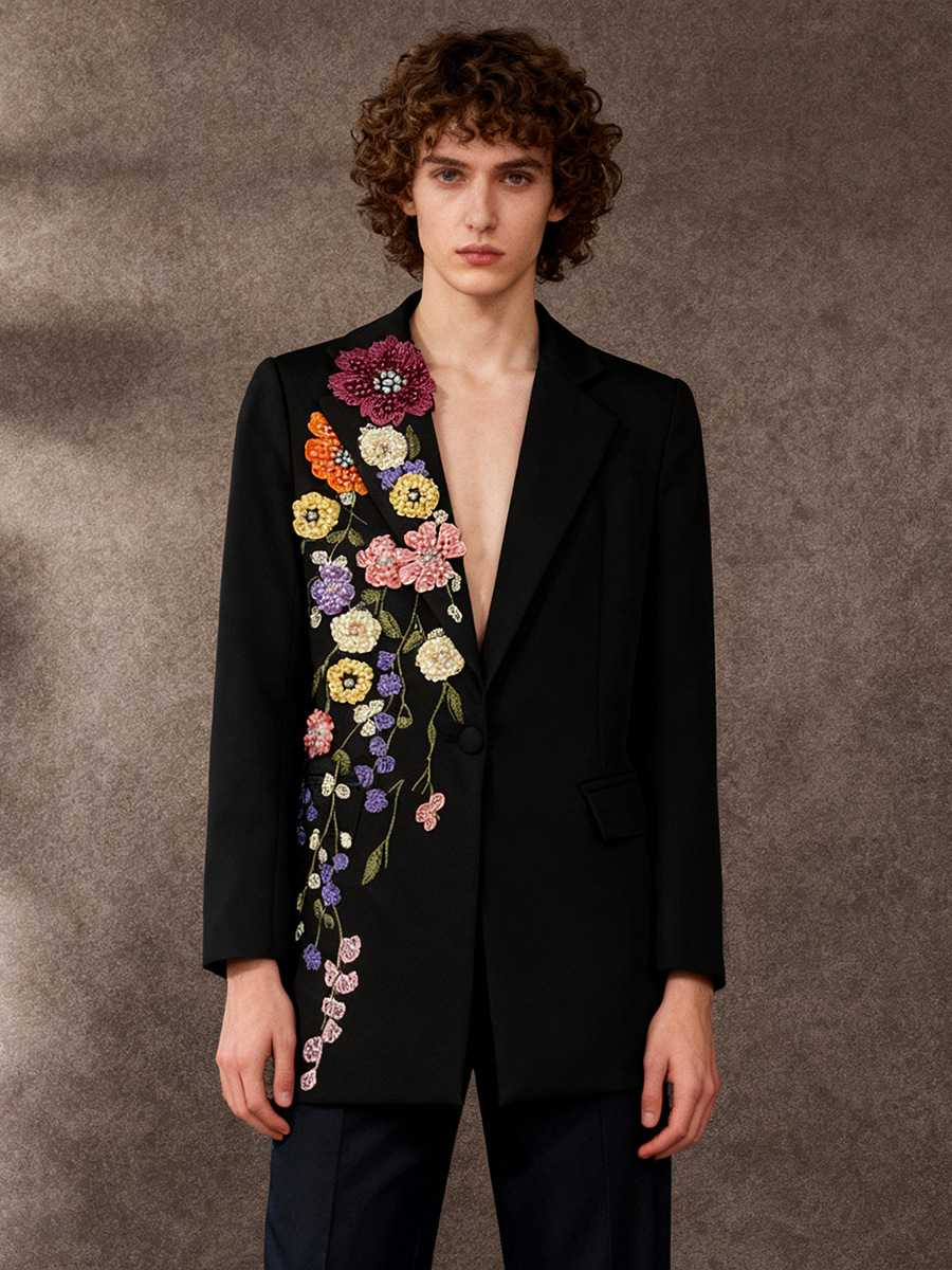 Elegant retro three dimensional summer classic suit jacket